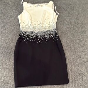 Calvin Klein Cream Embellished Sheath Mini Dress